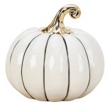 Pumpkin sculpture white /gold h=14cm