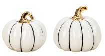 Pumpkin sculpture white /gold h=9+9,5cm