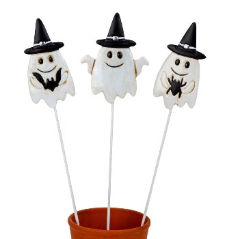 Gartenstecker Gespenst mit schwarzen Hut