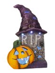 Halloween grave with pumpkin & LED-light