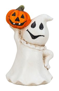 Ghost with pumpkin in hand h=14cm