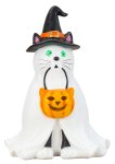 Halloween-Katze mit Leuchtaugen h=46cm