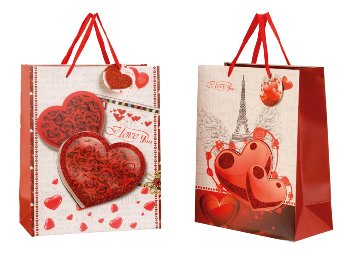 present bag "hearts glitter+3D"