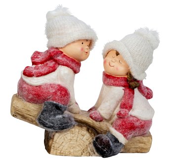 Couple with knitted hat on seesaw h=41cm