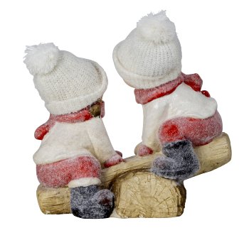 Couple with knitted hat on seesaw h=41cm