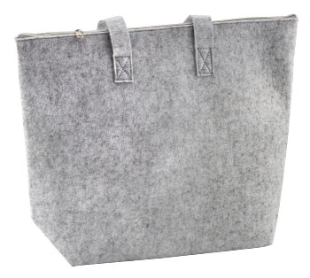 Felt bag light grey with zip h=35cm