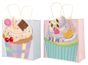 present bag 25x25x10cm with cupcake