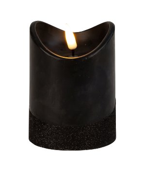 LED-wax candle round, black h=10cm