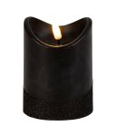 LED-wax candle round, black h=10cm