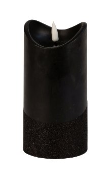 LED-wax candle round, black h=15cm