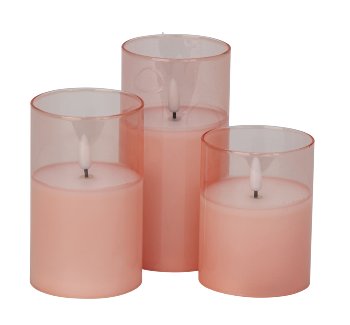 LED-candle peach h=10+12,5+15cm