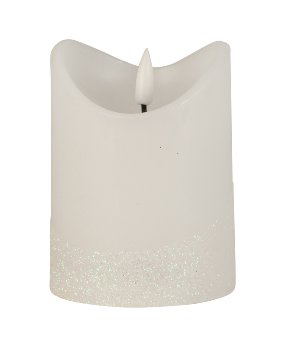 LED-wax candle round, white h=10cm