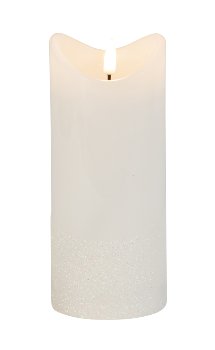 LED-wax candle round, white h=17,5cm