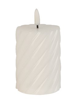 LED-wax candle round, white h=9,2cm