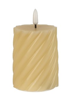 LED-Echtwachskerze rund, beige h=9,2cm