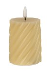 LED-Echtwachskerze rund, beige h=9,2cm