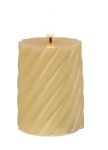 LED-Echtwachskerze rund, beige h=9,2cm