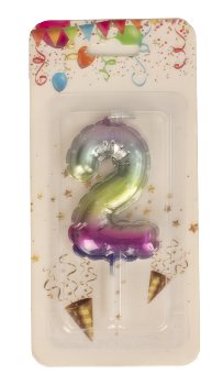 Cake candle number "2" rainbow color