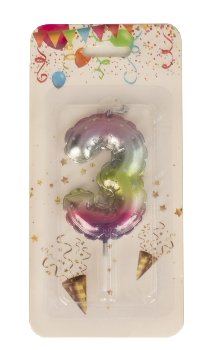 Cake candle number "3" rainbow color