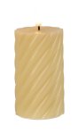 LED-Echtwachskerze rund, beige h=11,5cm