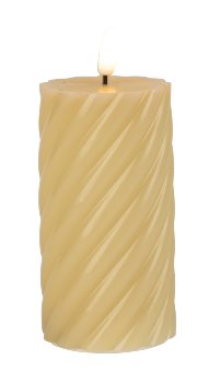 LED-wax candle round, cream h=13cm