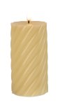 LED-Echtwachskerze rund, beige h=13cm