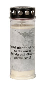 Grabkerze rote Rose mit Spruch