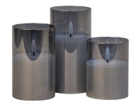 LED-candle anthracite h=10+12,5+15cm