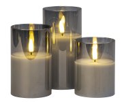 LED-candle anthracite h=10+12,5+15cm