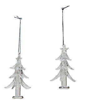 Glass xmas tree for hanging h=8cm