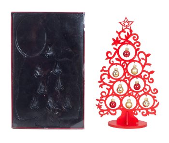 Wooden X-mas Tree h=30,5cm w=17cm, red