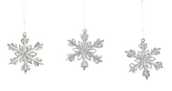 Glass snowflake d=6cm for hanging,