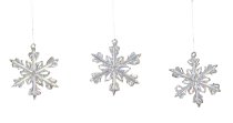 Glass snowflake d=6cm for hanging,