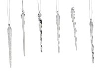 Glass icicle h=14cm for hanging, 12 pcs