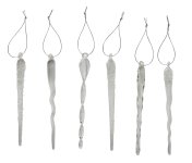 Glass icicle h=14cm for hanging, 6 pcs
