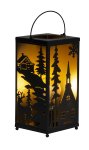 Metal lantern black with xmas design &