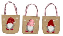 Jute Xmas bag with gnome design h=33cm