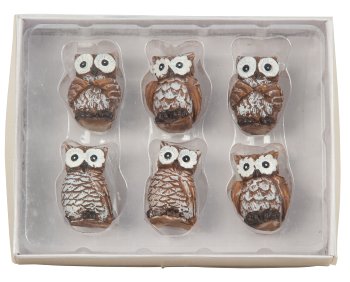 Owl h=3,5cm w=2,2cm, boxprice for 6 pcs!