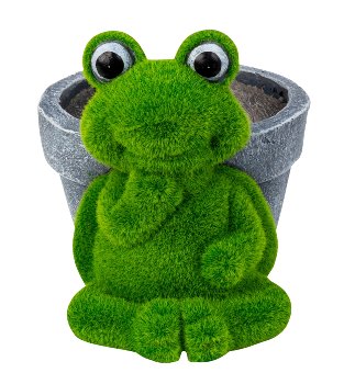 Frog green with plant pot h=23cm