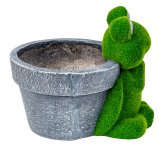 Frog green with plant pot h=23cm