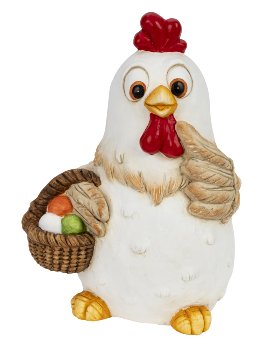 Lustiges Huhn mit Eier-Korb h=33cm