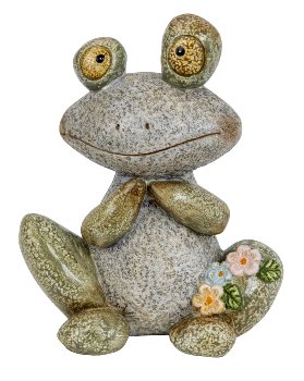 Funny stone frog with flowers h=19cm