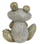 Funny stone frog with flowers h=19cm