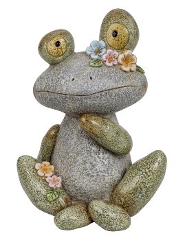 Lustiger Steinfrosch mit Blumen h=33cm