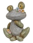 Funny stone frog with flowers h=33cm