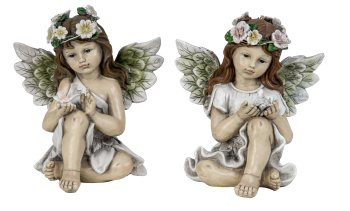 Fairy with leaf wings h=22cm asst. with