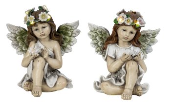 Fairy with leaf wings h=22cm asst. with