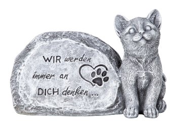 Katze neben Grabstein h=15cm b=23cm
