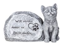 Katze neben Grabstein h=15cm b=23cm