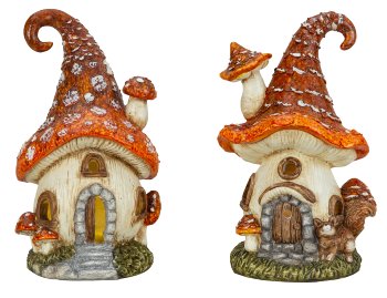 Mushroom house with LED-light h=21cm